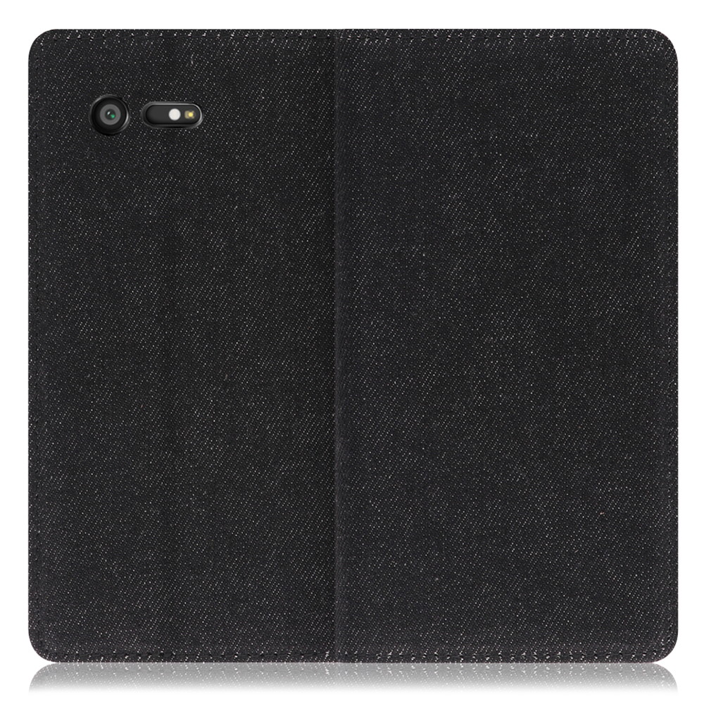 LOOF Denim Xperia X Compact / SO-02J 用 [ブラック]デニム生地を使用 手帳型ケース カード収納付き ベルトなし