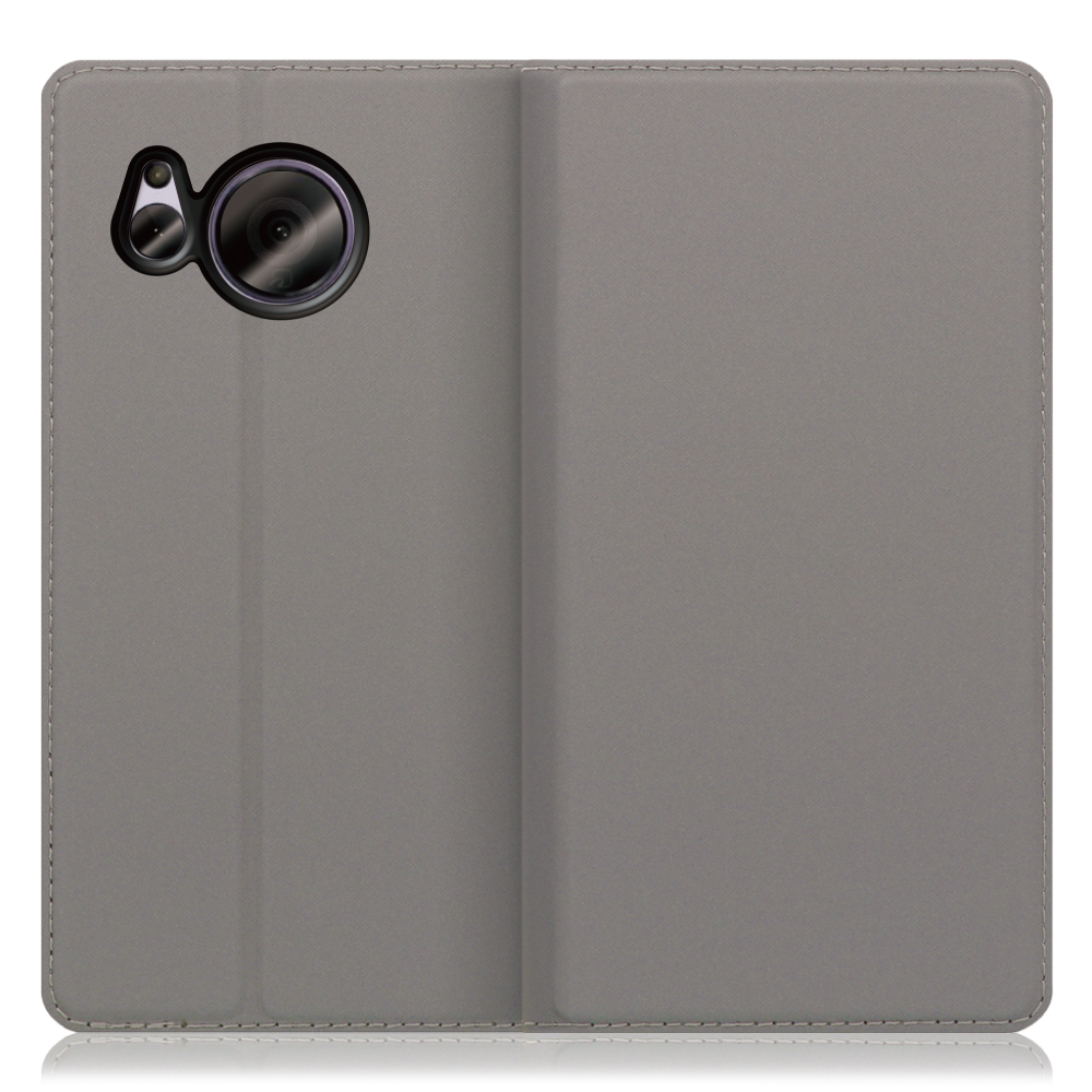 LOOF SKIN SLIM AQUOS sense7 Plus 用 [グレー] 薄い 軽量 手帳型ケース カード収納 幅広ポケット ベルトなし