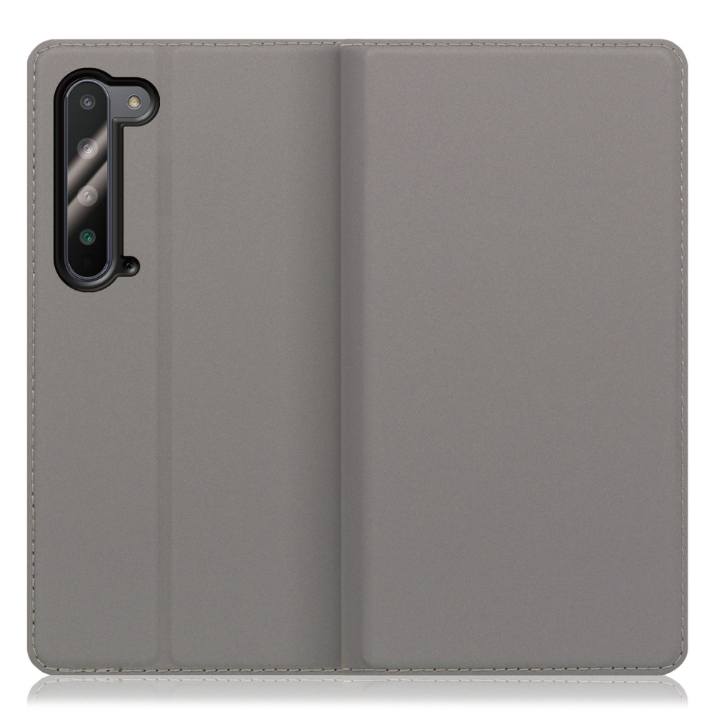 LOOF SKIN SLIM AQUOS R5G / SH-51A / SHG01 用 [グレー] 薄い 軽量 手帳型ケース カード収納 幅広ポケット ベルトなし