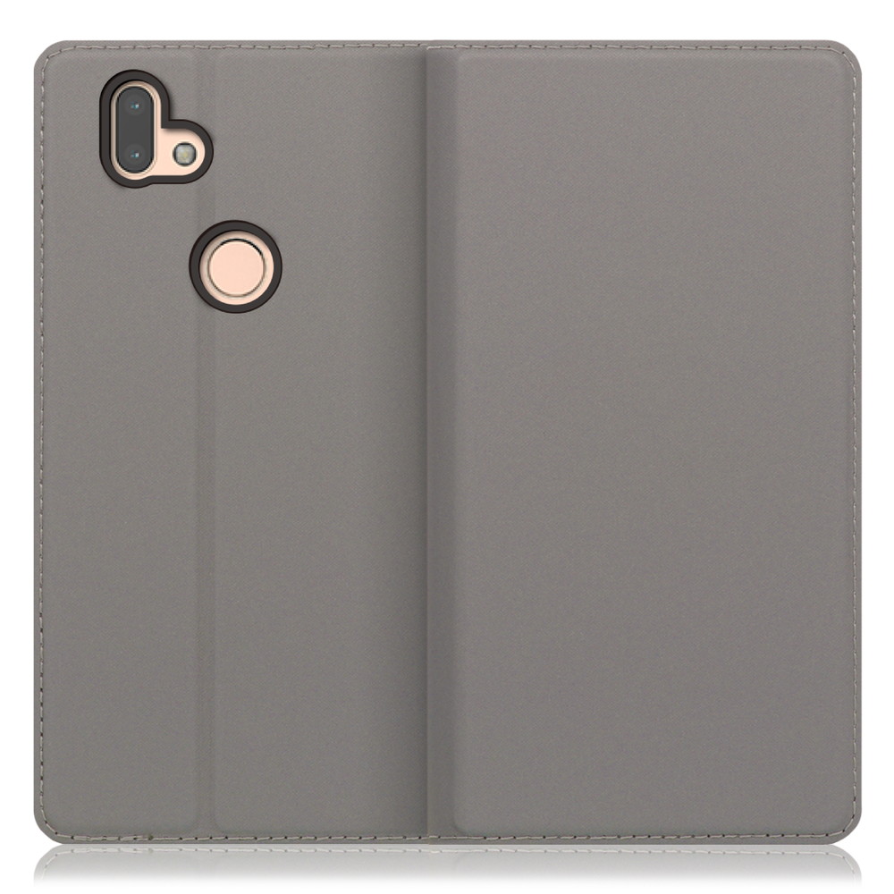 LOOF SKIN SLIM FUJITSU arrows RX / M05 用 [グレー] 薄い 軽量 手帳型ケース カード収納 幅広ポケット ベルトなし