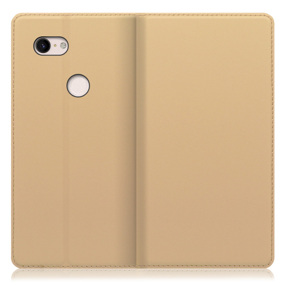 LOOF SKIN SLIM Google Pixel 3 XL 用 [ゴールド] 薄い 軽量 手帳型ケース カード収納 幅広ポケット ベルトなし