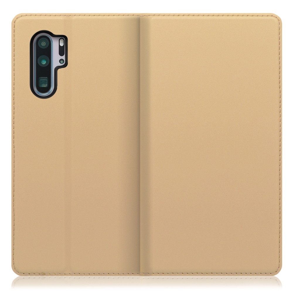 LOOF SKIN SLIM HUAWEI P30 Pro 用 [ゴールド] 薄い 軽量 手帳型ケース カード収納 幅広ポケット ベルトなし