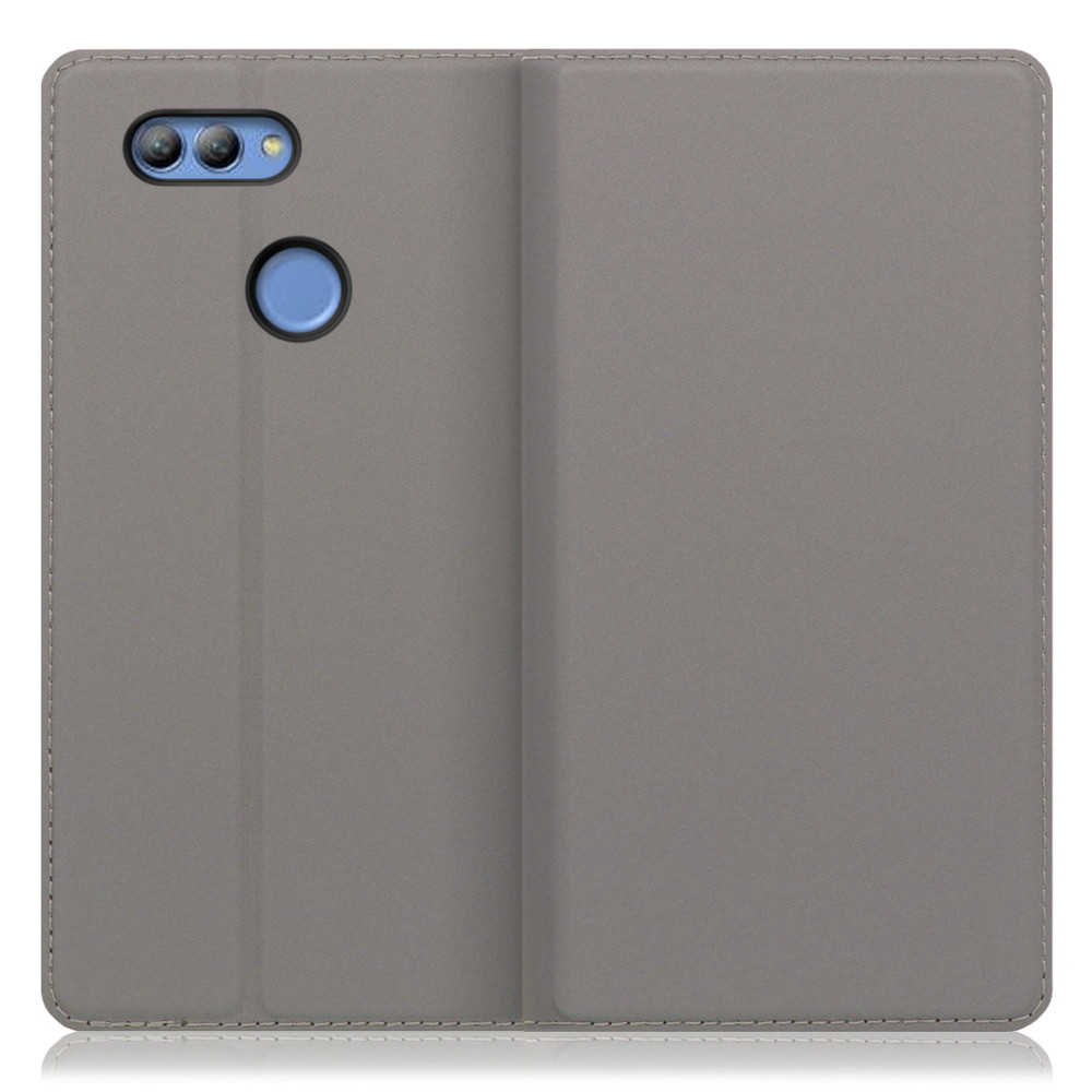 LOOF SKIN SLIM HUAWEI nova 2 / HMV31 用 [グレー] 薄い 軽量 手帳型ケース カード収納 幅広ポケット ベルトなし
