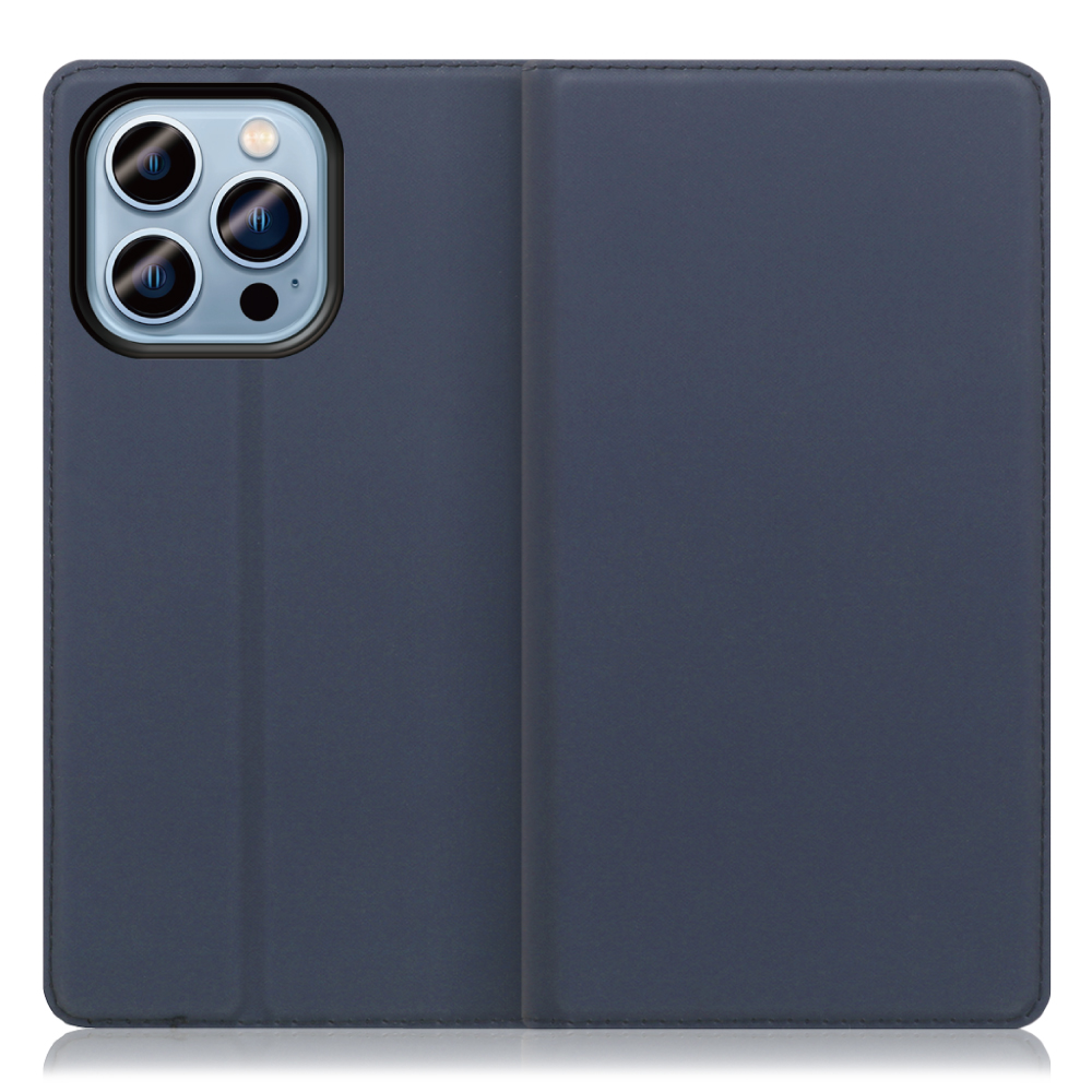 LOOF SKIN SLIM iPhone 14 Pro Max 用 [ネイビー] 薄い 軽量 手帳型ケース カード収納 幅広ポケット ベルトなし