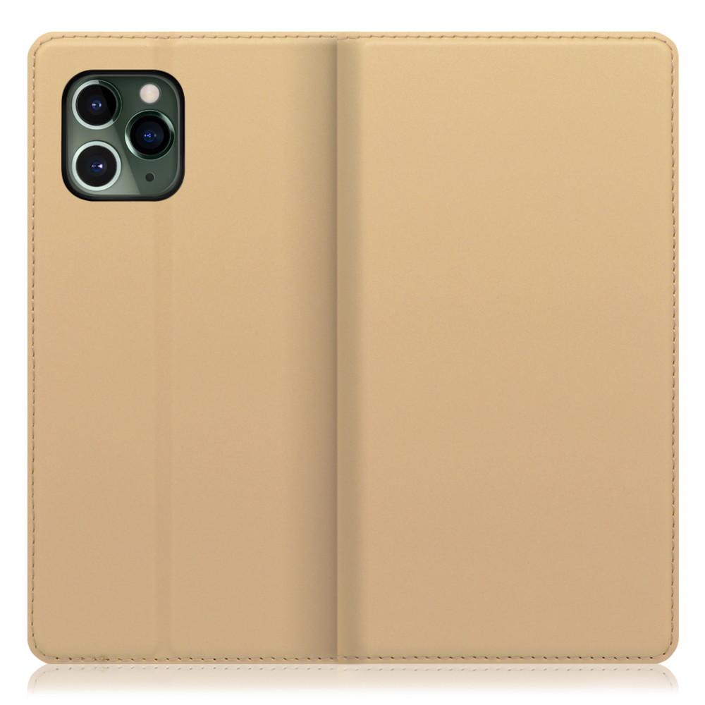 LOOF SKIN SLIM iPhone 11 Pro 用 [ゴールド] 薄い 軽量 手帳型ケース カード収納 幅広ポケット ベルトなし