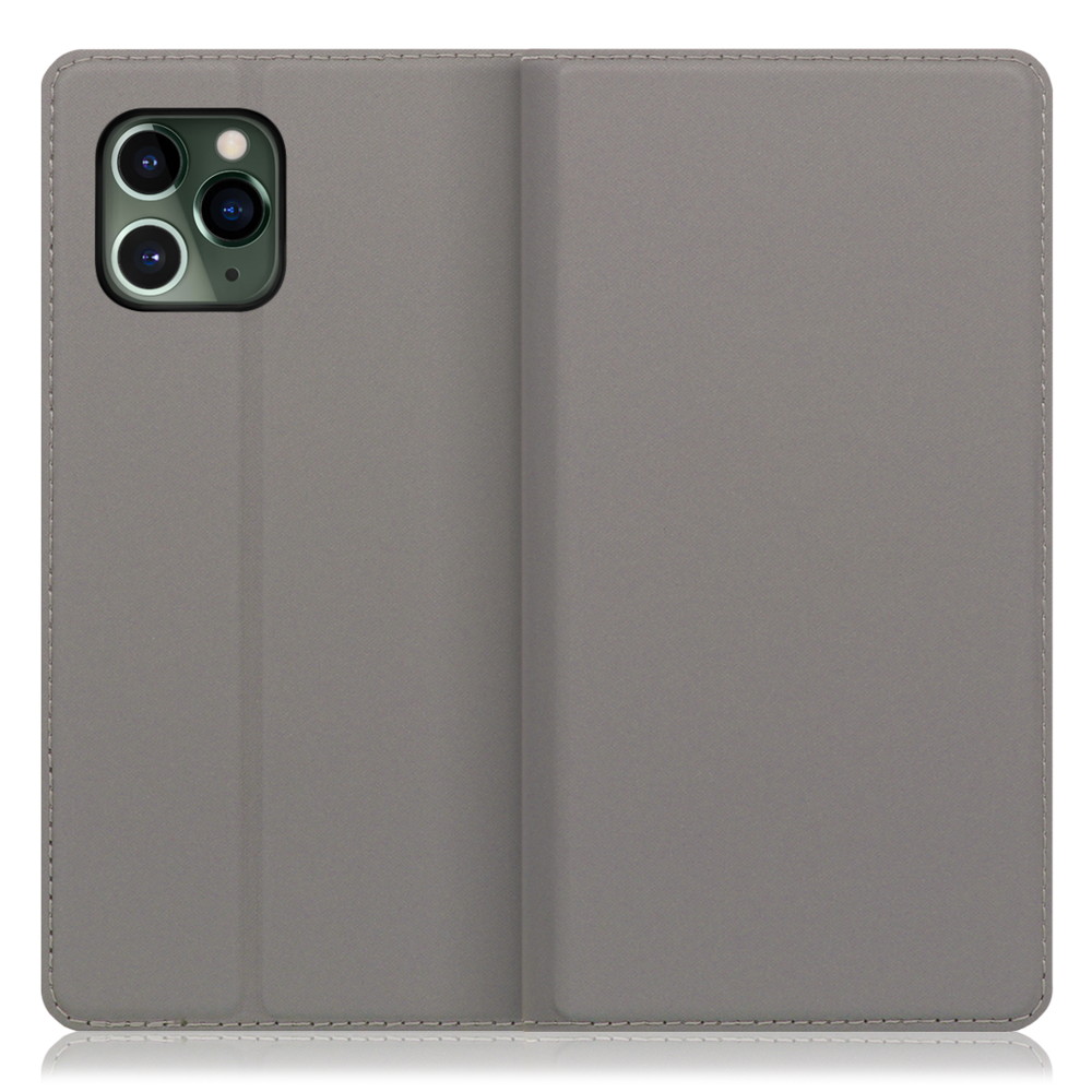 LOOF SKIN SLIM iPhone 11 Pro 用 [グレー] 薄い 軽量 手帳型ケース カード収納 幅広ポケット ベルトなし