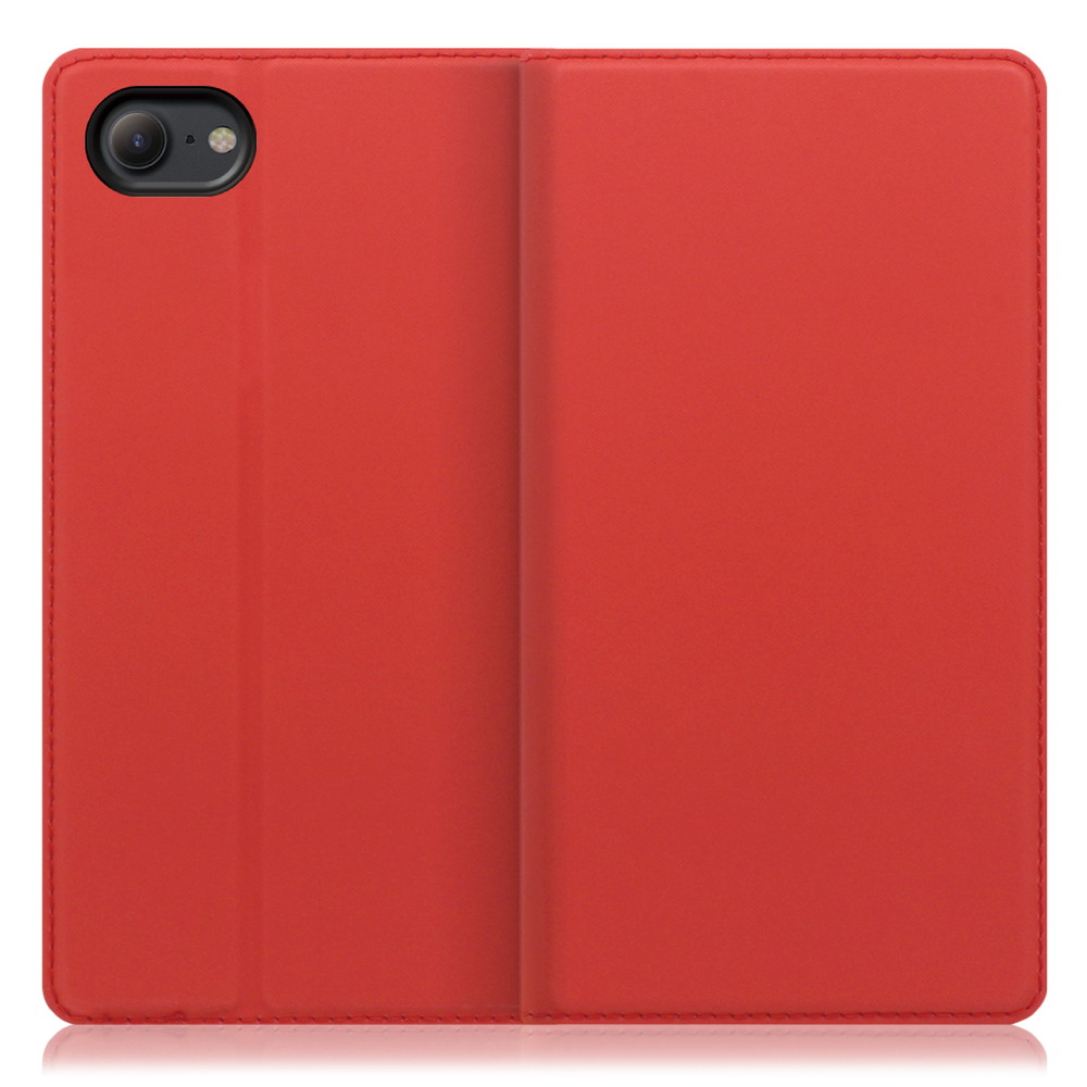 LOOF SKIN SLIM iPhone 7 / 8 / SE(第2/3世代) 用 [レッド] 薄い 軽量 手帳型ケース カード収納 幅広ポケット ベルトなし