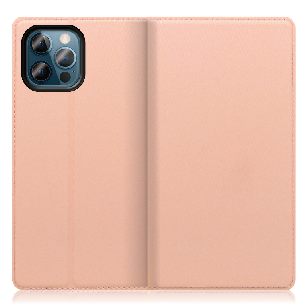 LOOF SKIN SLIM iPhone 12 / 12 Pro [アンバーローズ] 薄い 軽量 手帳型ケース カード収納 幅広ポケット ベルトなし