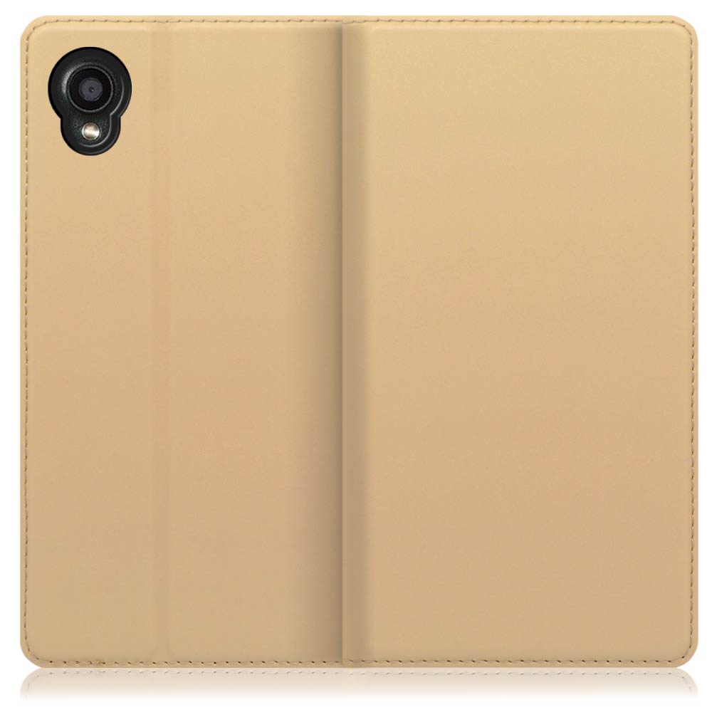 LOOF SKIN SLIM DIGNO BX2 / SX2 [ゴールド] 薄い 軽量 手帳型ケース カード収納 幅広ポケット ベルトなし