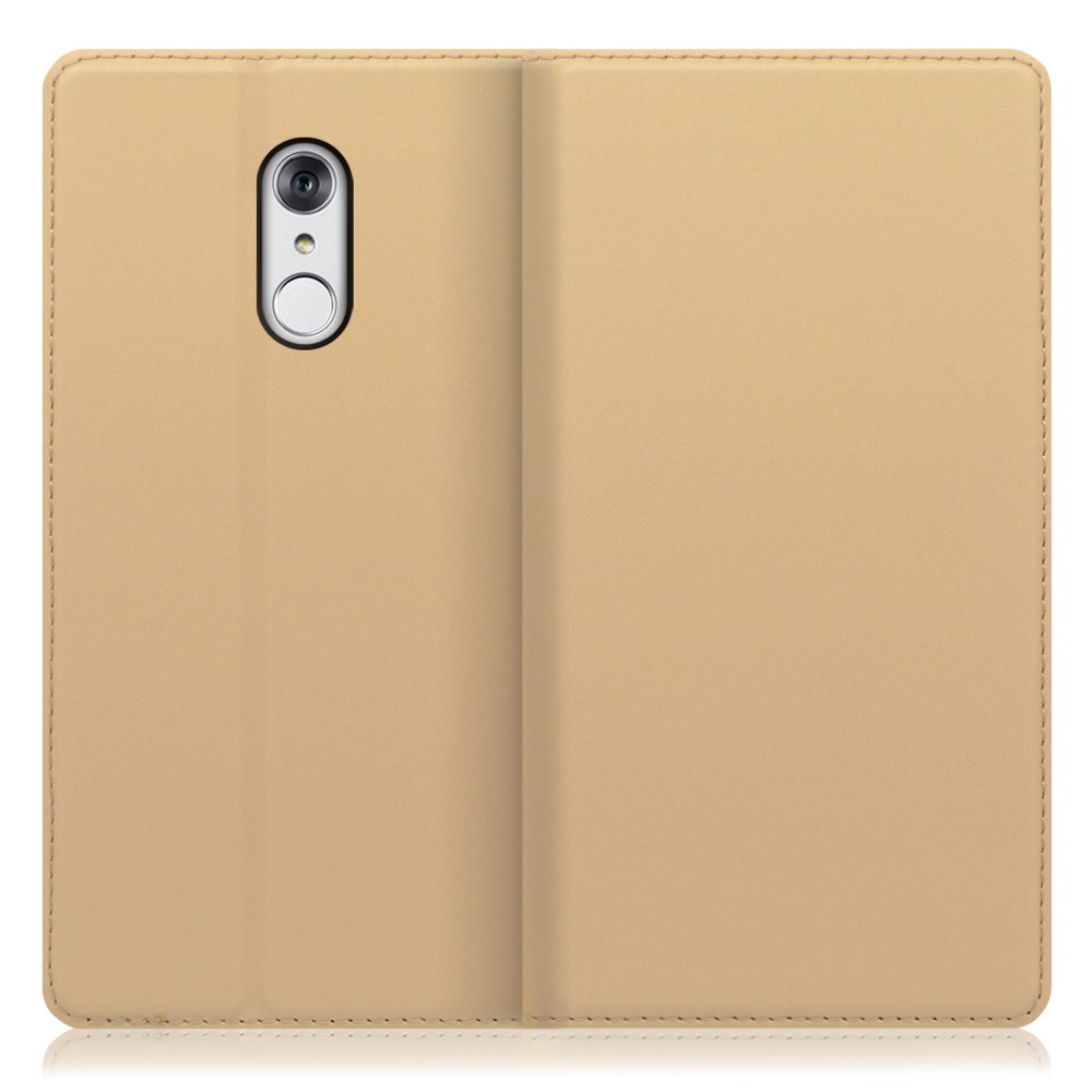 LOOF SKIN SLIM LG style / L-03K 用 [ゴールド] 薄い 軽量 手帳型ケース カード収納 幅広ポケット ベルトなし