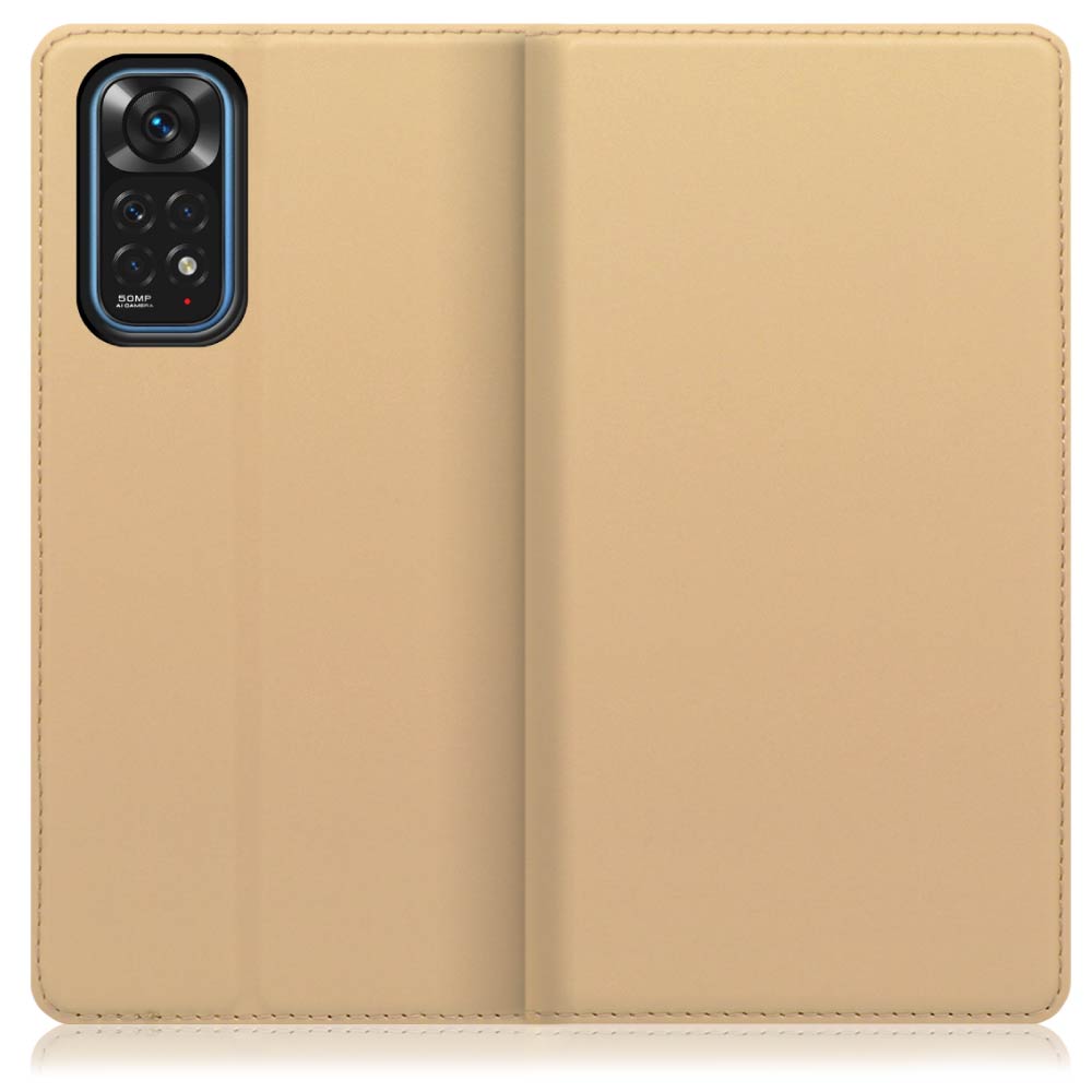 LooCo Official Shop LOOF Skin slim Xiaomi Redmi Note 11 用 [ゴールド] 薄い 軽量  手帳型ケース カード収納 幅広ポケット ベルトなし
