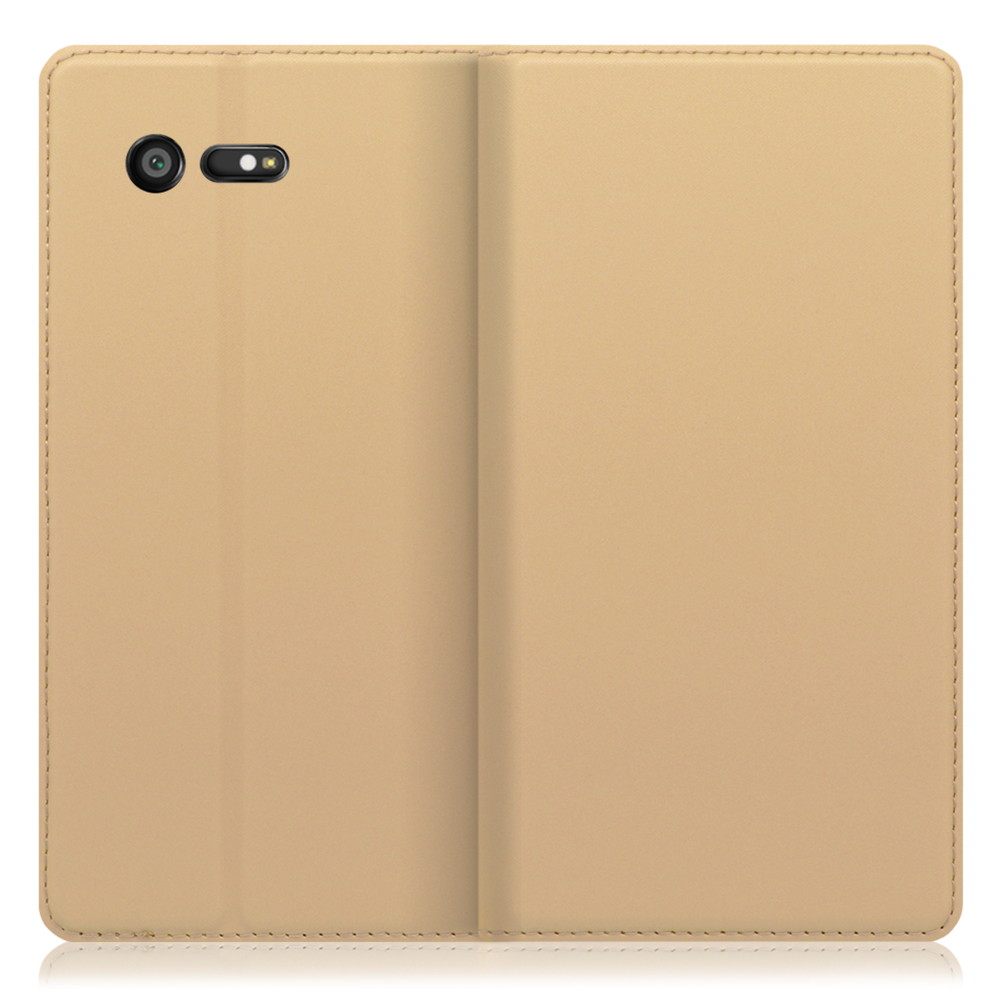 LOOF SKIN SLIM Xperia X Compact / SO-02J 用 [ゴールド] 薄い 軽量 手帳型ケース カード収納 幅広ポケット ベルトなし