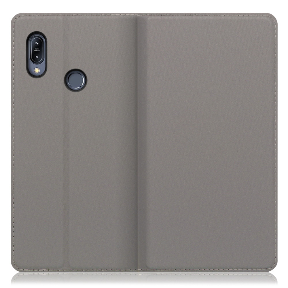 LOOF SKIN SLIM ZenFone Max (M2) / ZB633KL 用 [グレー] 薄い 軽量 手帳型ケース カード収納 幅広ポケット ベルトなし