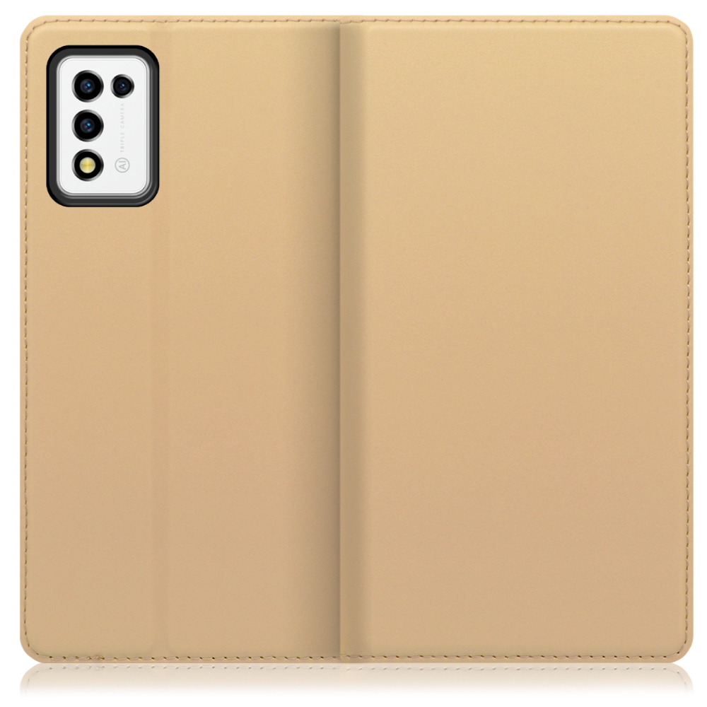 LOOF SKIN SLIM Libero 5G III / A202ZT 用 [ゴールド] 薄い 軽量 手帳型ケース カード収納 幅広ポケット ベルトなし