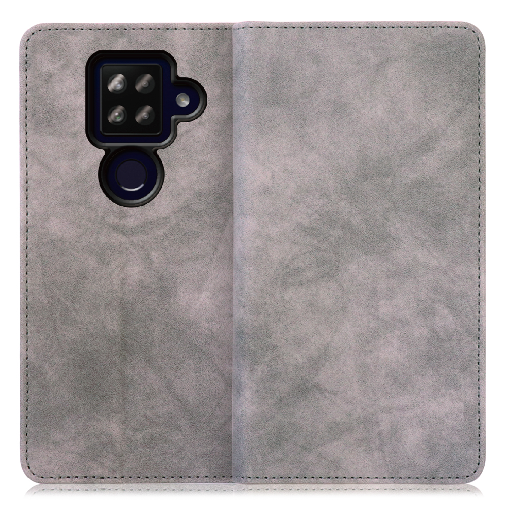 LOOF VINTAGE AQUOS sense4 plus用  [グレー] ヴィンテージカラー シンプル 手帳型ケース カード収納 幅広ポケット ベルトなし