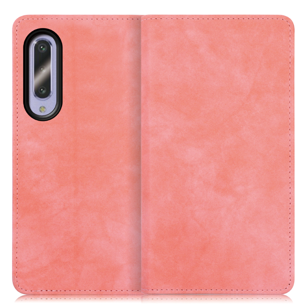 LOOF VINTAGE AQUOS zero5G Basic用  [ピンク] ヴィンテージカラー シンプル 手帳型ケース カード収納 幅広ポケット ベルトなし