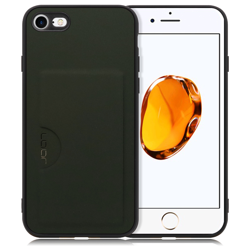 LOOF SKIN SLIM-SLOT iPhone 7 / 8 / SE(第2/3世代) 用 [エバーグリーン] 薄い 軽量 背面 PUレザー カードポケット ケース カバー シンプル スマホケース スマホカバー