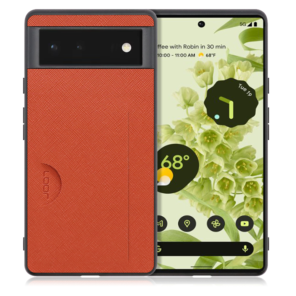 LOOF CASUAL-SLOT Series Google Pixel 6 用 [オレンジ] 薄い 軽量 背面 ケース カバー カードポケット シンプル スマホケース スマホカバー