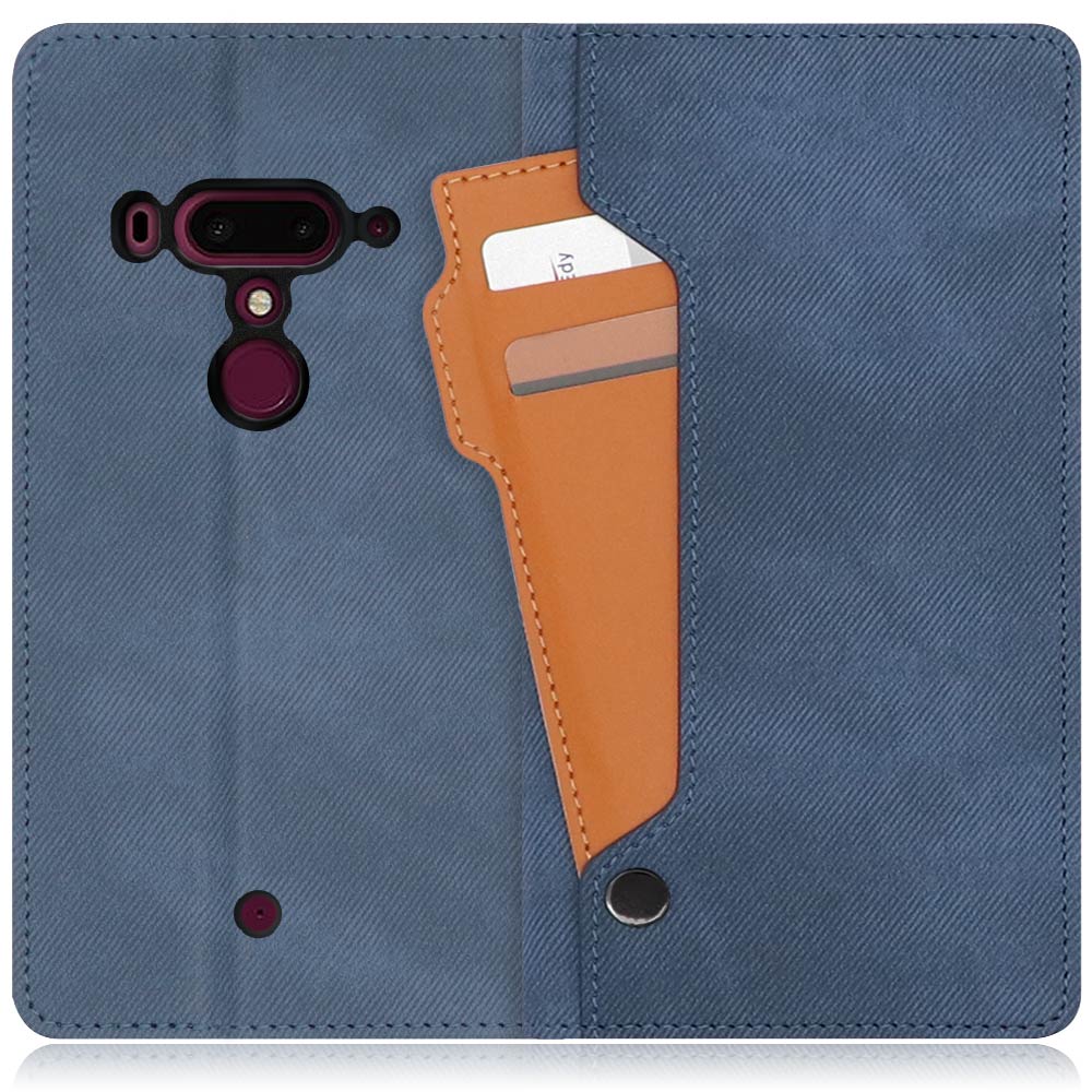 LOOF STORAGE Series HTC U12+ 用 [ホエールブルー] カバー 手帳型 手帳型ケース カード収納 ベルトなし マグネットなし カードホルダー スタンド