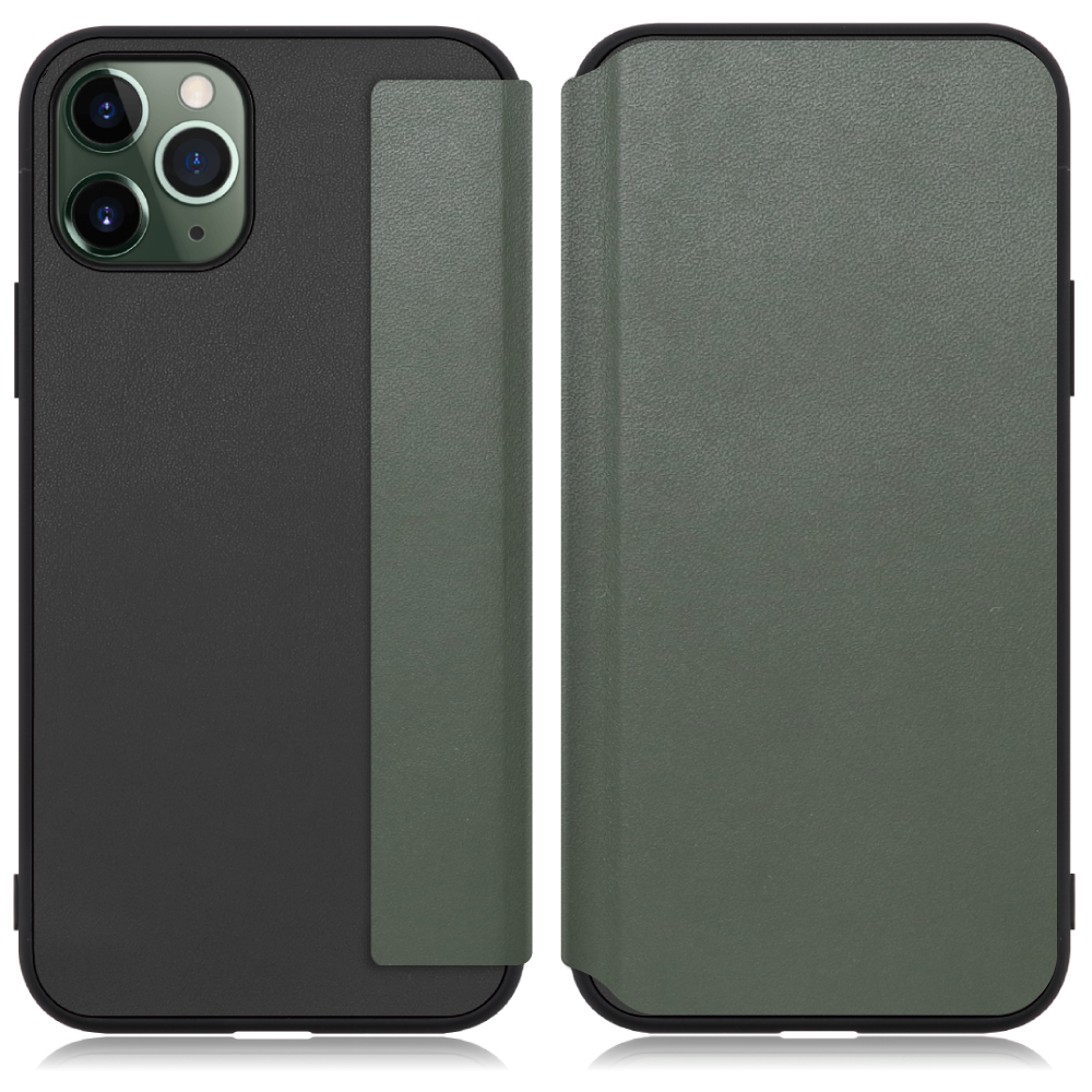 LOOF SLIM-FIT Series iPhone 11 Pro 用 [エバーグリーン] 手帳型ケース 携帯ケース 背面 ケース カバー ハードケース 背面カバー ストラップホール ブランド 人気 マグネット無し 薄い 軽い カード収納 撥水加工 コンパクト シンプル レディース メンズ