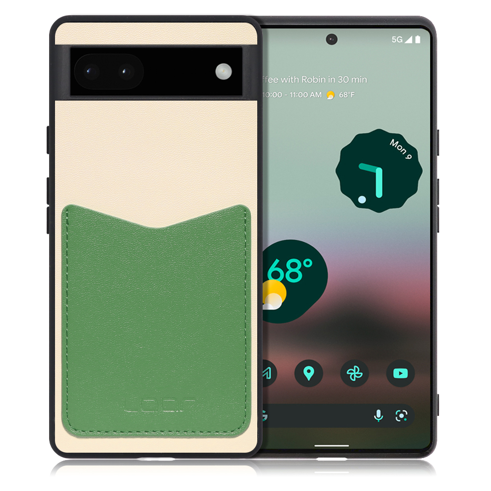Google Pixel 6a ケース レザー カバー グリーン 緑 - Android用ケース