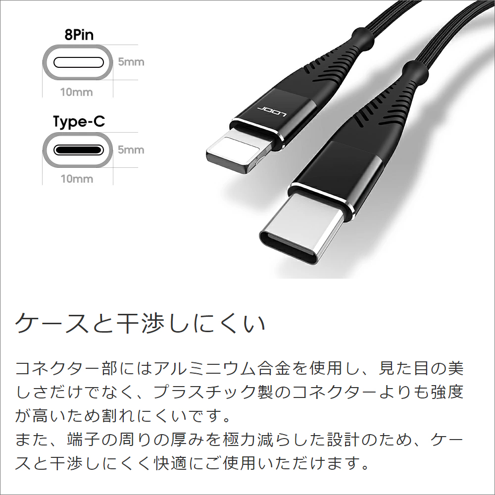 LooCo Official Shop LOOF 30cm USB Type-C to Type-C 充電ケーブル PD急速充電対応 スマホ  スマートフォン タブレット iPad アイパッド アンドロイド ナイロン 丈夫 頑丈 長持ち