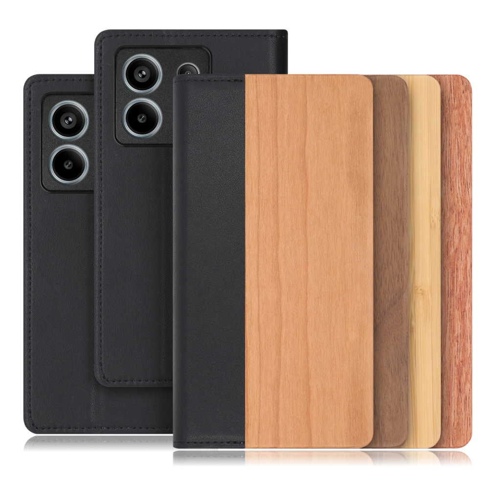 [ LOOF NATURE ] Redmi Note 13 Pro 5G  スマホケース ケース カバー 手帳型ケース カード収納 マグネット付き 天然木 本革 ベルトなし [ Redmi Note 13 Pro 5G ]