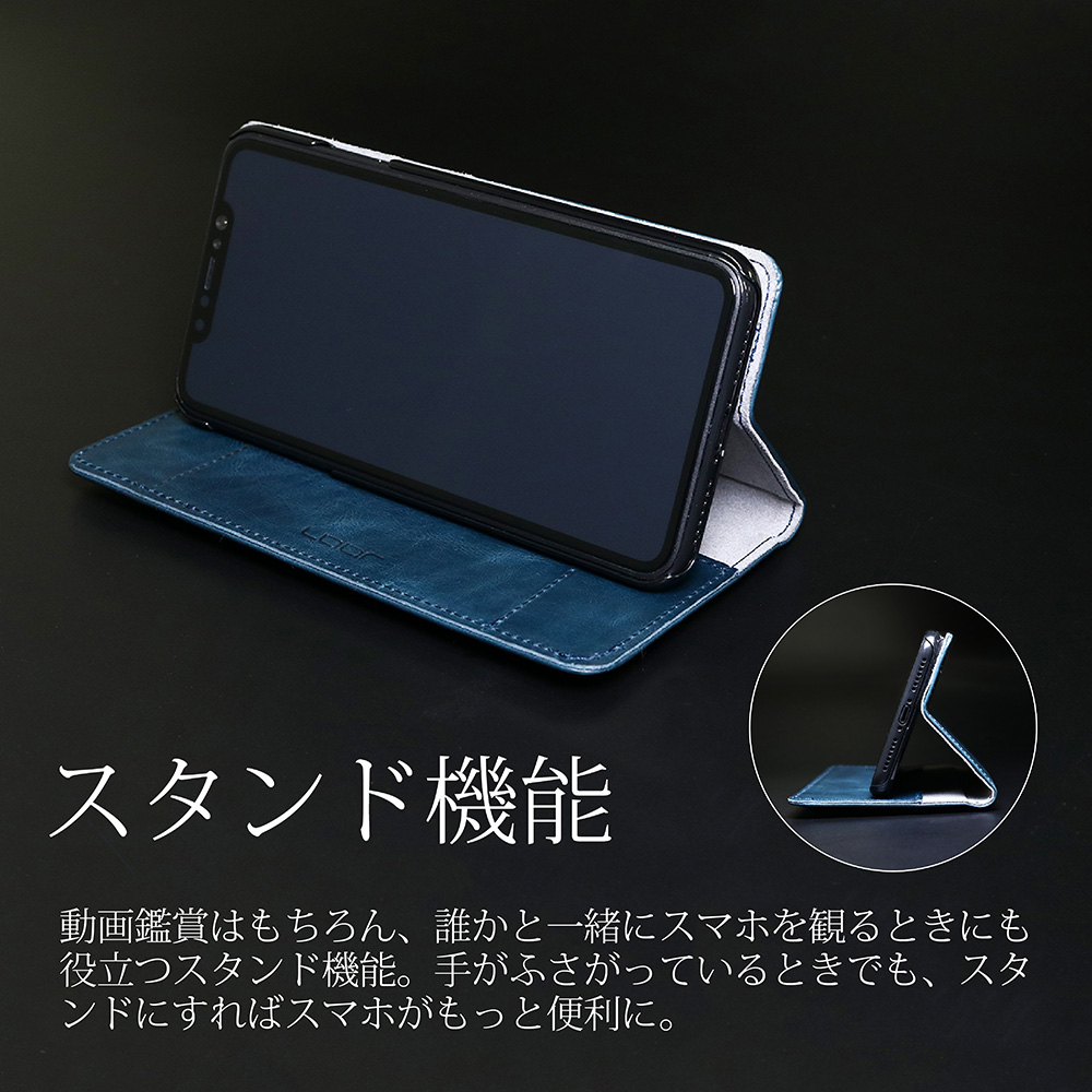 LOOF Simplle ZenFone Max (M2) / ZB633KL 用 [オレンジ]本革 マグネット不使用 手帳型ケース カード収納 幅広ポケット ベルトなし
