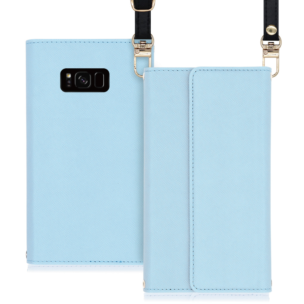 LOOF Strap Galaxy S8+ / SC-03J / SCV35 用 [ブルー] 両手が使える ネックストラップ ショルダー ロングストラップ付きケース カード収納 幅広ポケット