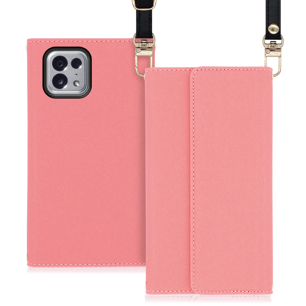 LOOF Strap TONE e22 用 [ピンク] 両手が使える ネックストラップ ショルダー ロングストラップ付きケース カード収納 幅広ポケット