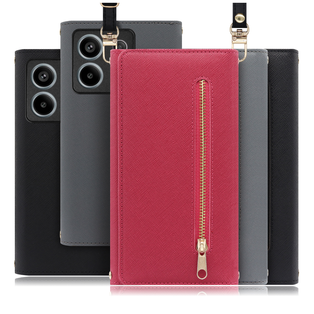 [ LOOF SHOULDER ] Redmi Note 13 Pro 5G  スマホケース ケース カバー ショルダー スマホショルダー ストラップ 肩掛け 首掛け 手帳型ケース カード収納 マグネット付き ベルトなし [ Redmi Note 13 Pro 5G ]